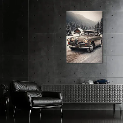 Alfa Romeo Classic Car Snowy Winter Forest