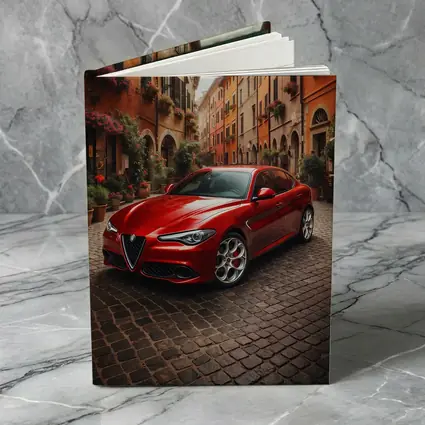 Alfa Romeo Giulia Red Italian Cobblestone Street