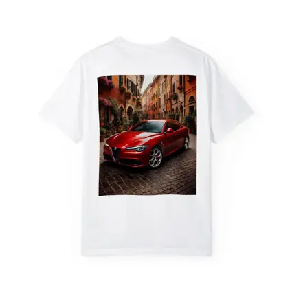 Alfa Romeo Giulia Red Italian Cobblestone Street