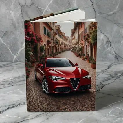 Alfa Romeo Giulia Red Italian Cobblestone Street