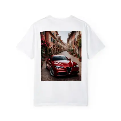 Alfa Romeo Giulia Red Italian Cobblestone Street