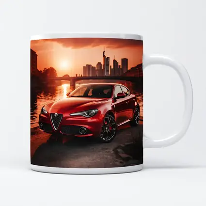 Alfa Romeo Giulia Red Sunset City Waterfront