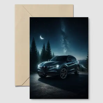 Alfa Romeo Stelvio Under Starry Night Sky