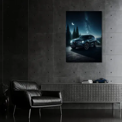 Alfa Romeo Stelvio Under Starry Night Sky