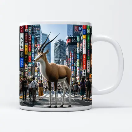 Antelope Standing in Busy Tokyo City Street