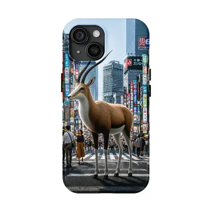 Antelope Standing in Busy Tokyo City Street