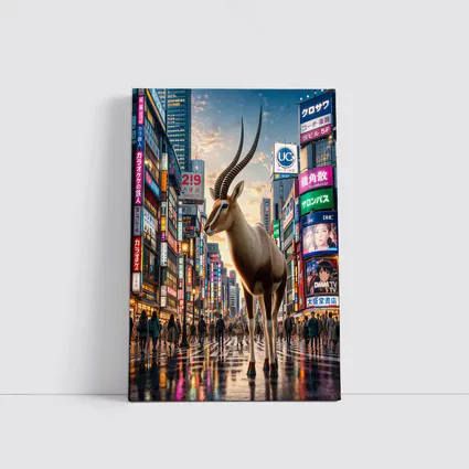Giant Antelope Standing in Tokyo City Streets