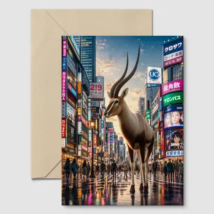 Giant Antelope Standing in Tokyo City Streets