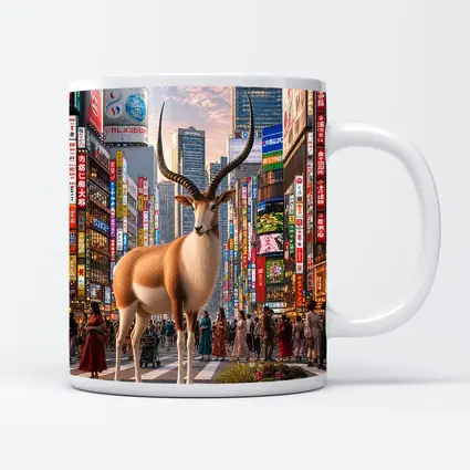 Antelope Standing in Colorful Tokyo Street
