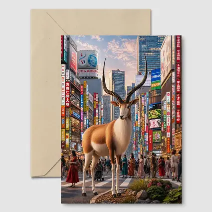 Antelope Standing in Colorful Tokyo Street