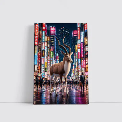 Antelope Standing In Neon Tokyo Street