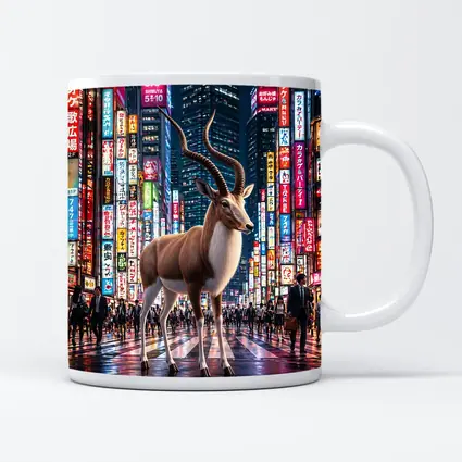 Antelope Standing In Neon Tokyo Street