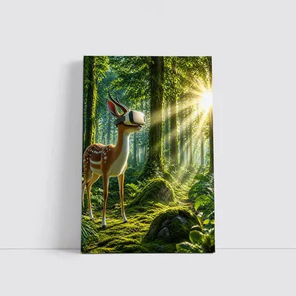 Deer Wearing VR Headset In Forest