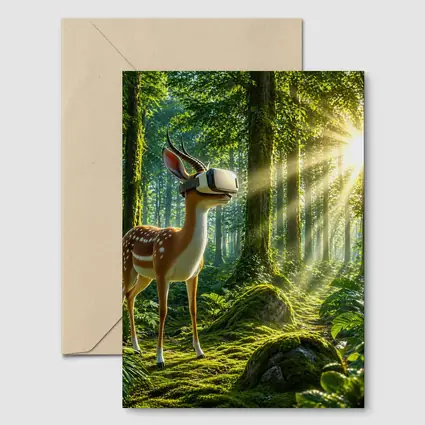Deer Wearing VR Headset In Forest