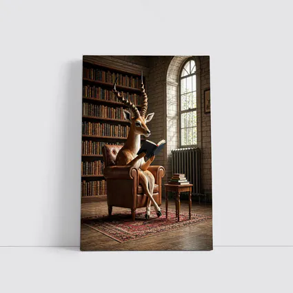 Antelope Reading Book In Library Room