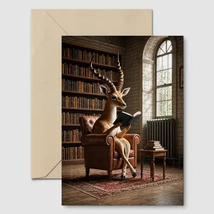 Antelope Reading Book In Library Room
