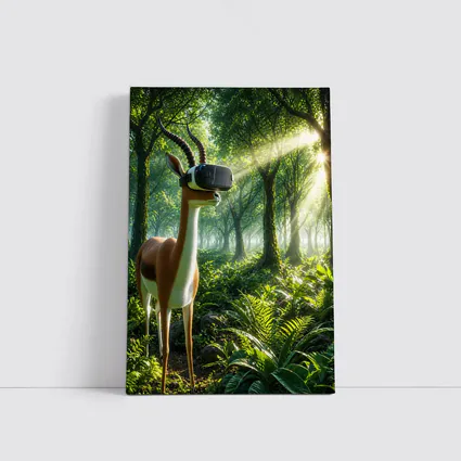 Antelope Wearing VR Headset in Forest