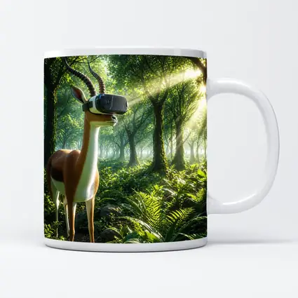 Antelope Wearing VR Headset in Forest
