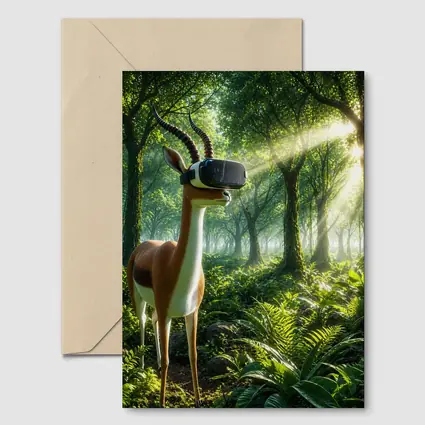 Antelope Wearing VR Headset in Forest
