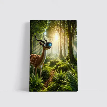 Antelope Wearing VR Headset In Forest