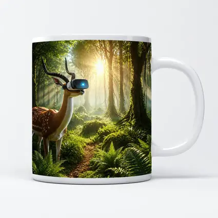 Antelope Wearing VR Headset In Forest