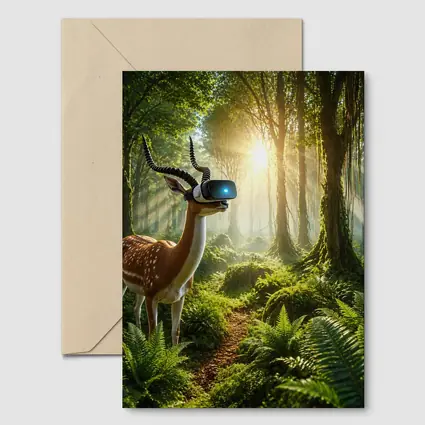 Antelope Wearing VR Headset In Forest