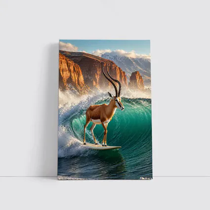 Antelope Surfing Giant Wave Rocky Cliffs