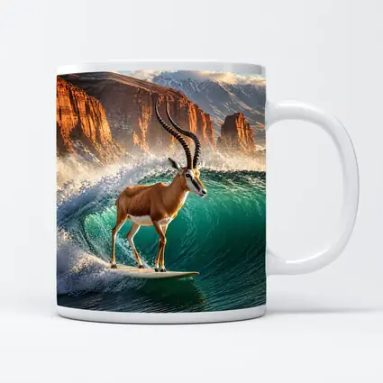 Antelope Surfing Giant Wave Rocky Cliffs