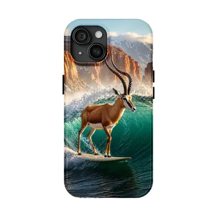 Antelope Surfing Giant Wave Rocky Cliffs
