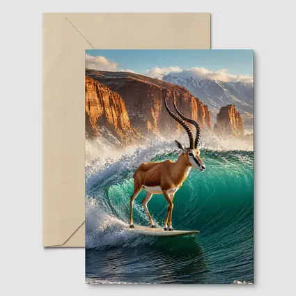 Antelope Surfing Giant Wave Rocky Cliffs