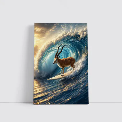 Antelope Surfing Massive Ocean Wave Sunset