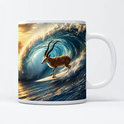 Antelope Surfing Massive Ocean Wave Sunset