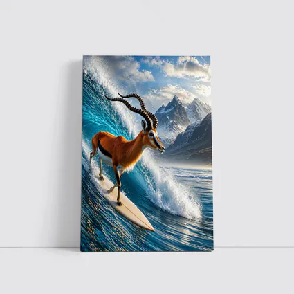 Antelope Surfing Giant Ocean Wave Mountains