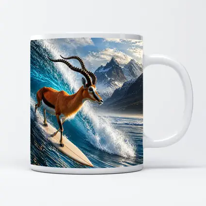 Antelope Surfing Giant Ocean Wave Mountains