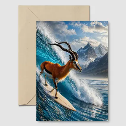 Antelope Surfing Giant Ocean Wave Mountains