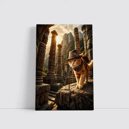 Adventurer Cat Exploring Ancient Stone Ruins