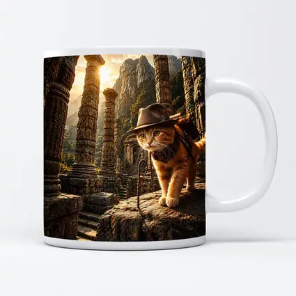 Adventurer Cat Exploring Ancient Stone Ruins