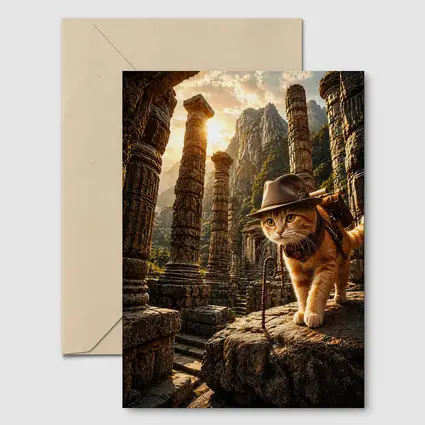 Adventurer Cat Exploring Ancient Stone Ruins