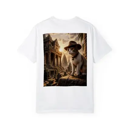 Explorer Cat Ancient Temple Ruins Sunset