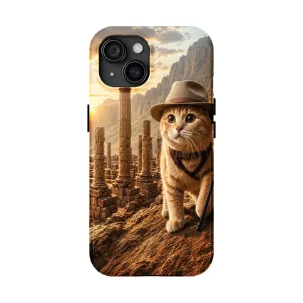 Adventure Cat Explorer Ancient Ruins Sunset