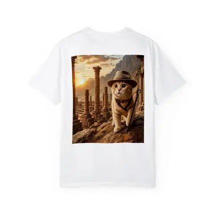 Adventure Cat Explorer Ancient Ruins Sunset