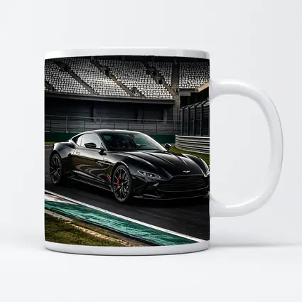 Aston Martin Vantage Black on Racing Track