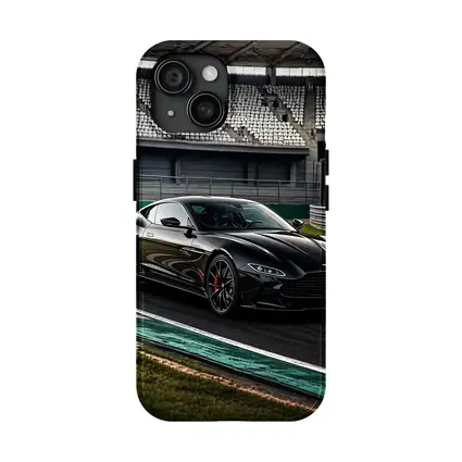 Aston Martin Vantage Black on Racing Track
