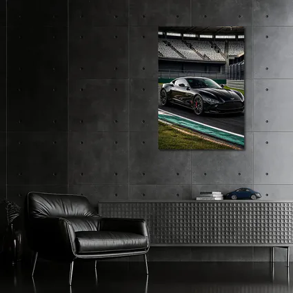 Aston Martin Vantage Black on Racing Track