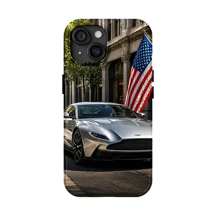 Aston Martin DB11 Silver American Flag Street