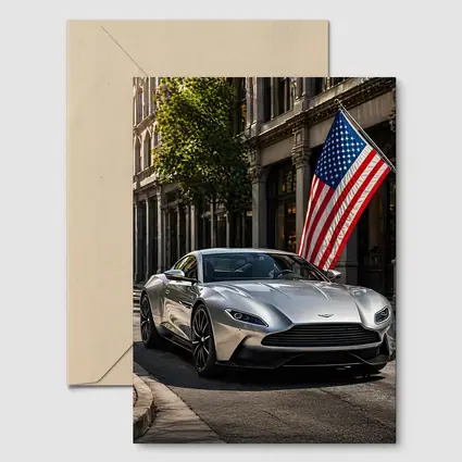 Aston Martin DB11 Silver American Flag Street
