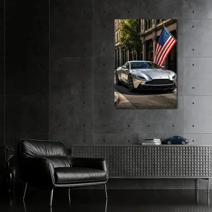 Aston Martin DB11 Silver American Flag Street