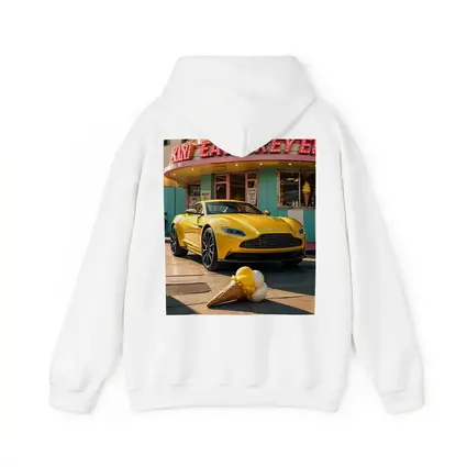 Aston Martin DB11 Yellow Retro Ice Cream Shop