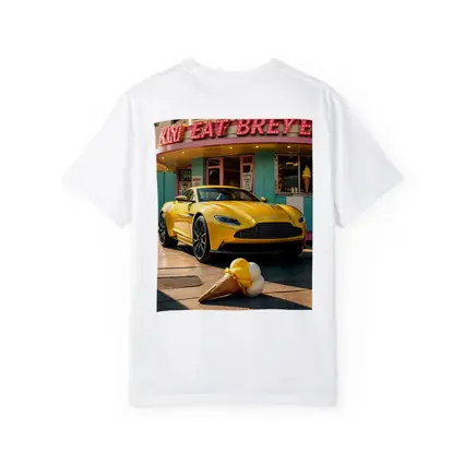Aston Martin DB11 Yellow Retro Ice Cream Shop
