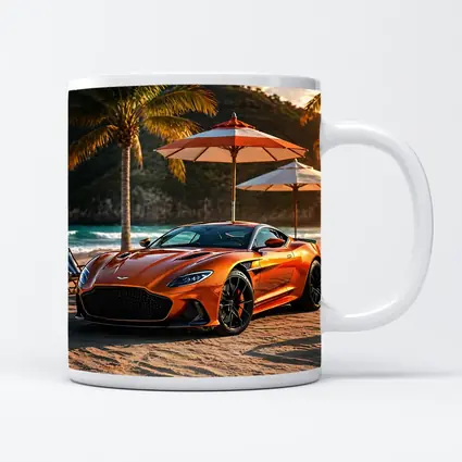 Aston Martin DBS Superleggera Orange Beach Sunset